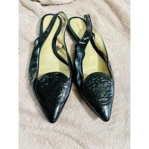Versace La Medusa Leather Slingback Flat Women's Size 40
